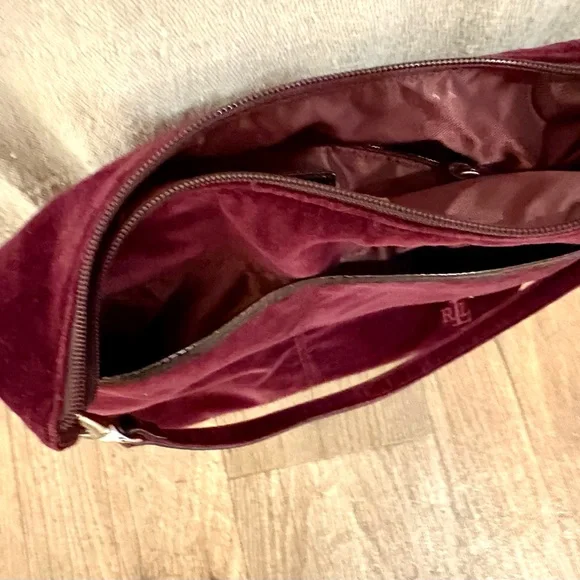 Lauren by Ralph Lauren Plum Velvet Purse Retro Y2K Everyday Glamor - Picture 7 of 9